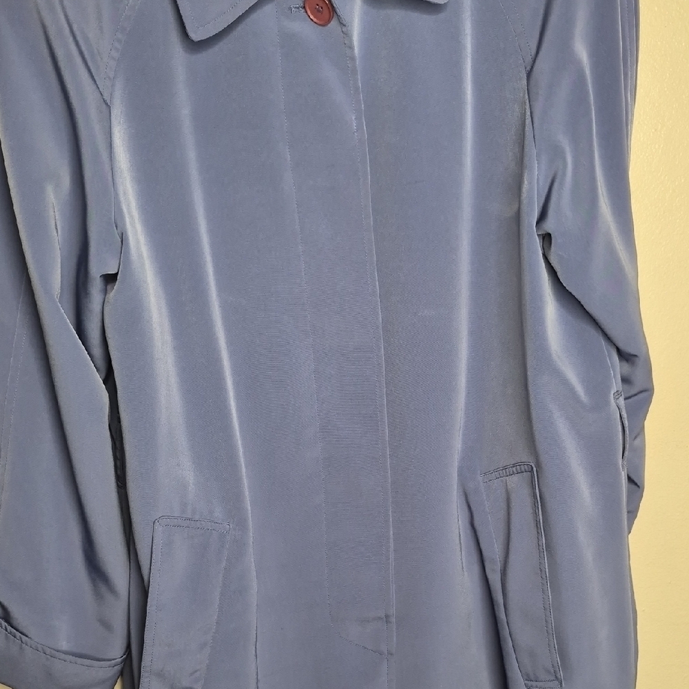 Dusty Blue Lightweight Trench Coat - Picture 7 of 14